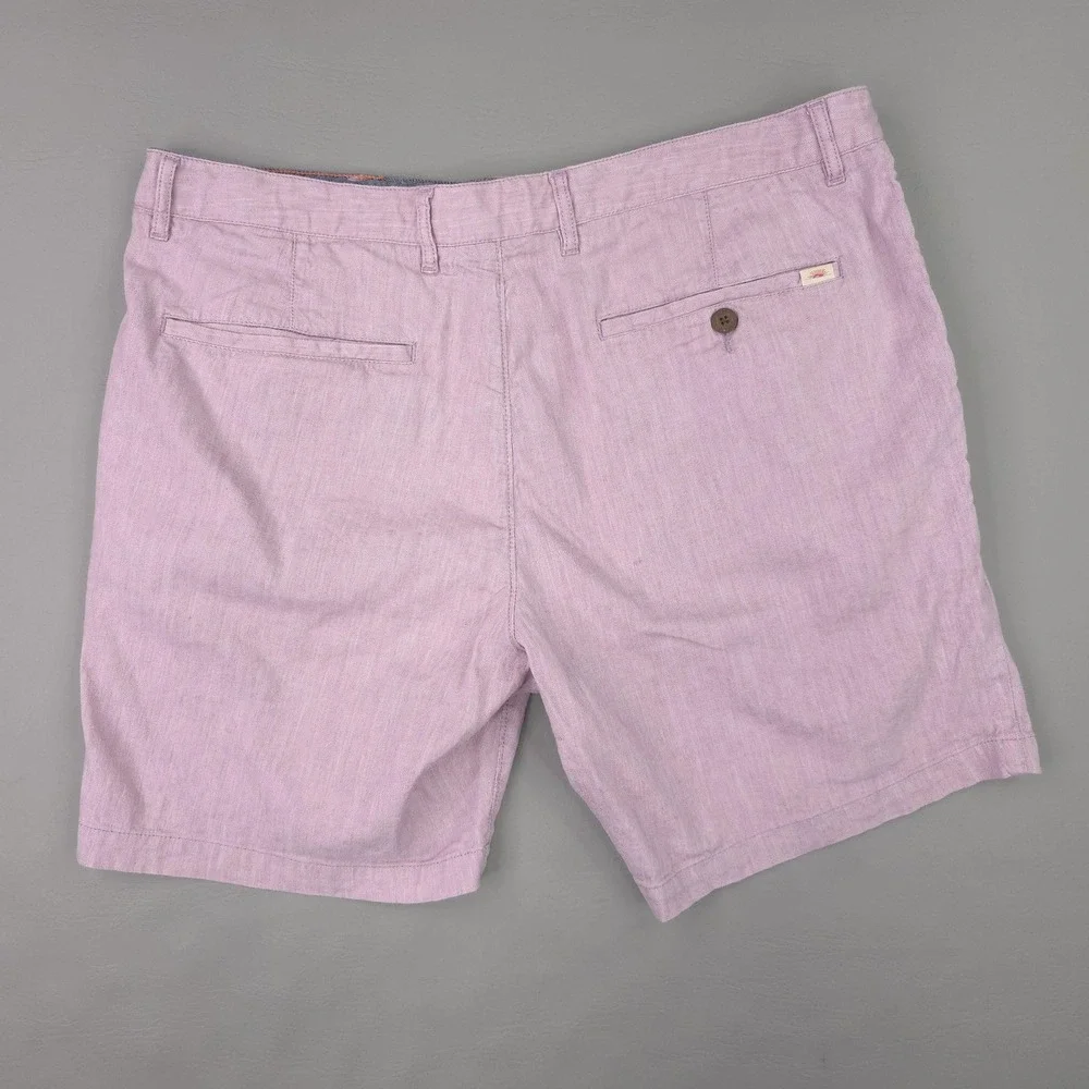 Faherty Shorts Mens 36 Pink Linen Cotton Stretch‎ Chino 7 Inch Summer Casual